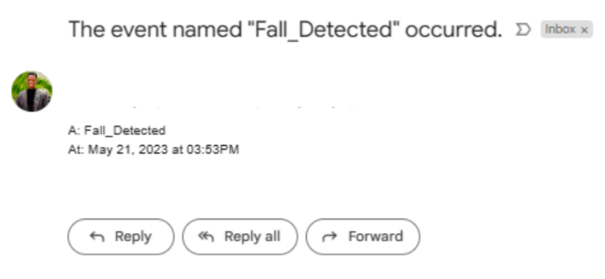 Image of a detected fall occurrence